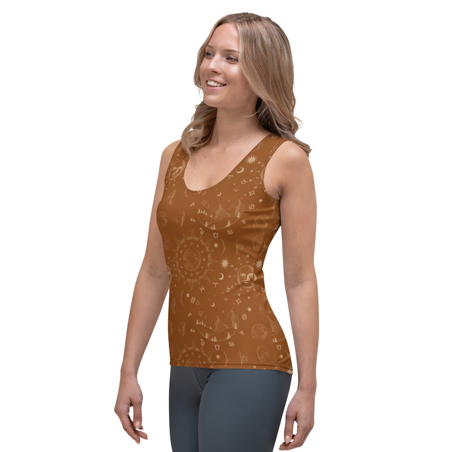 Saddle Brown Moon Galaxy Tank Top