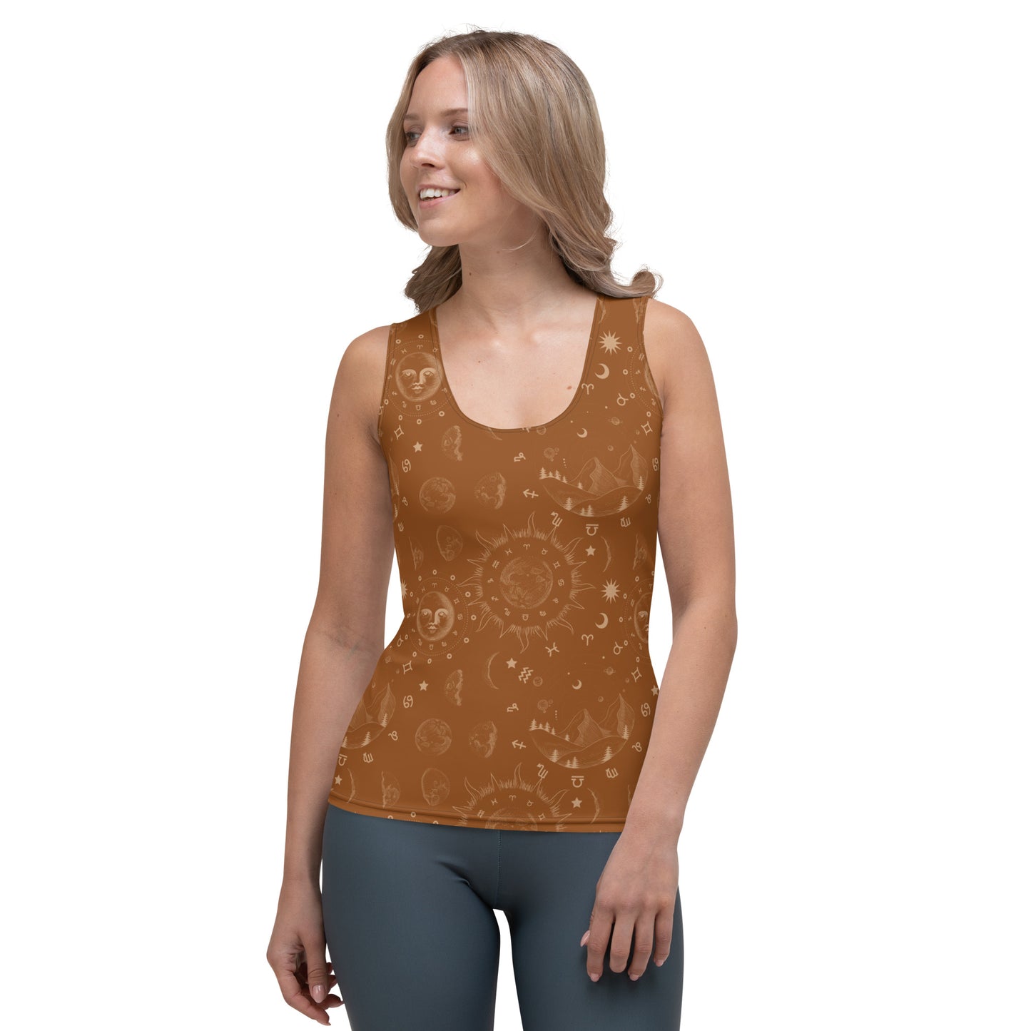 Saddle Brown Moon Galaxy Tank Top