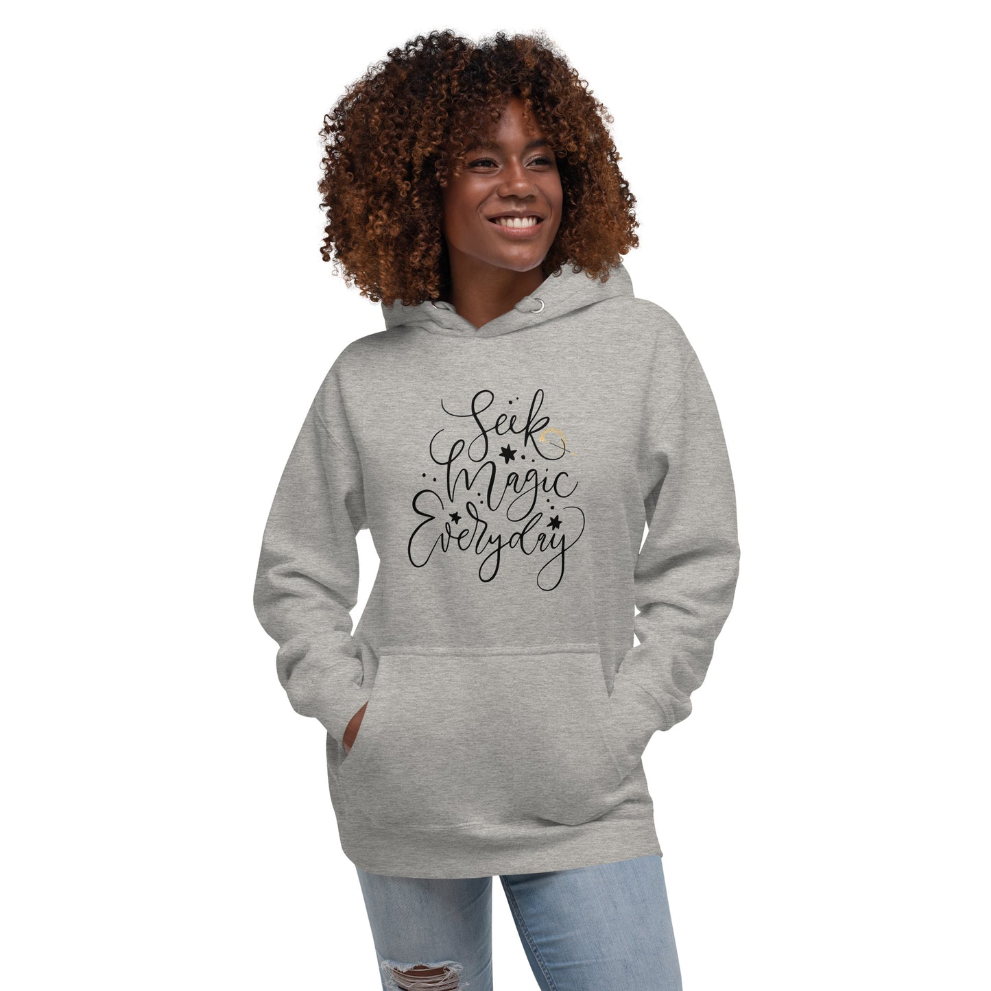 Seek Magic Everyday unisex-premium-hoodie-carbon-grey-front