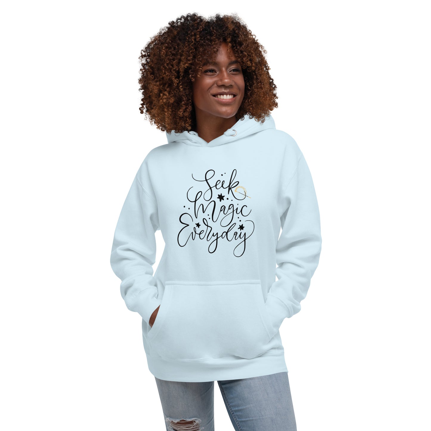 Seek Magic Everyday unisex-premium-hoodie-sky-blue-front