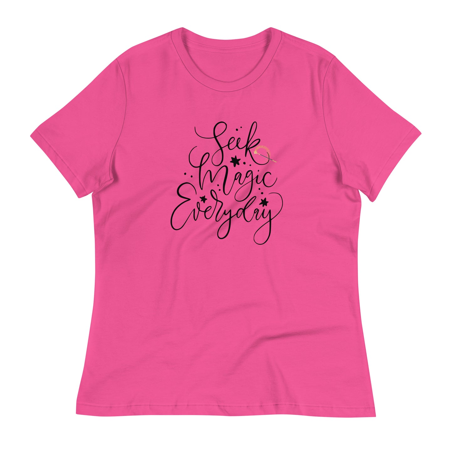 Seek Magic Everyday womens-relaxed-t-shirt-berry-front-flat