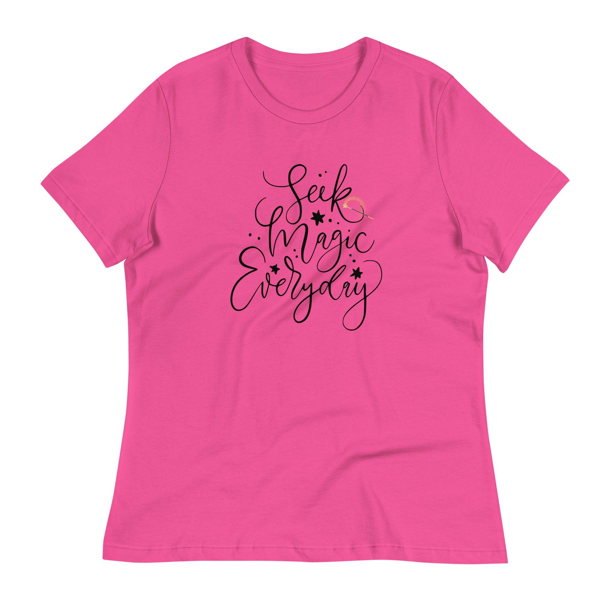 Seek Magic Everyday womens-relaxed-t-shirt-berry-front-flat