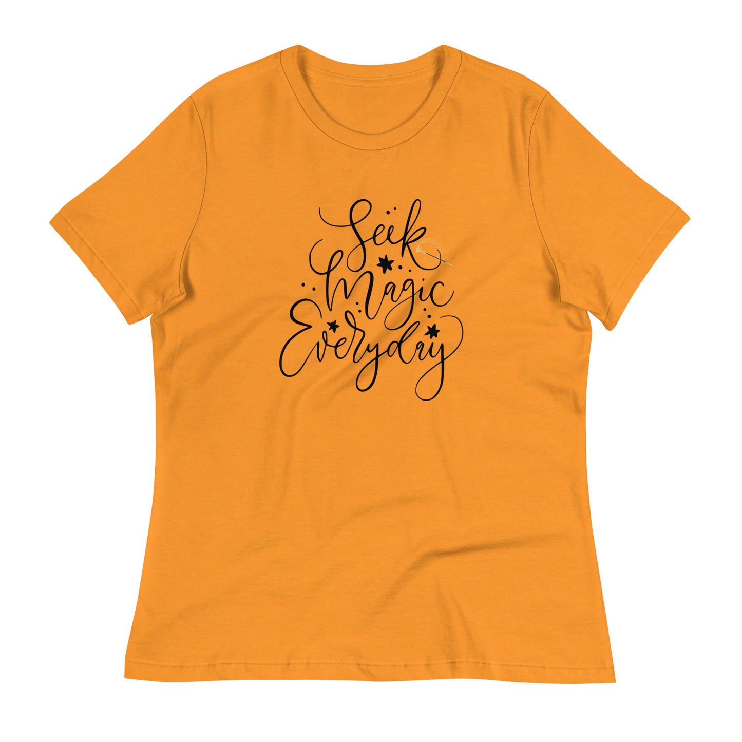 Seek Magic Everyday womens-relaxed-t-shirt-heather-marmalade-front-flat