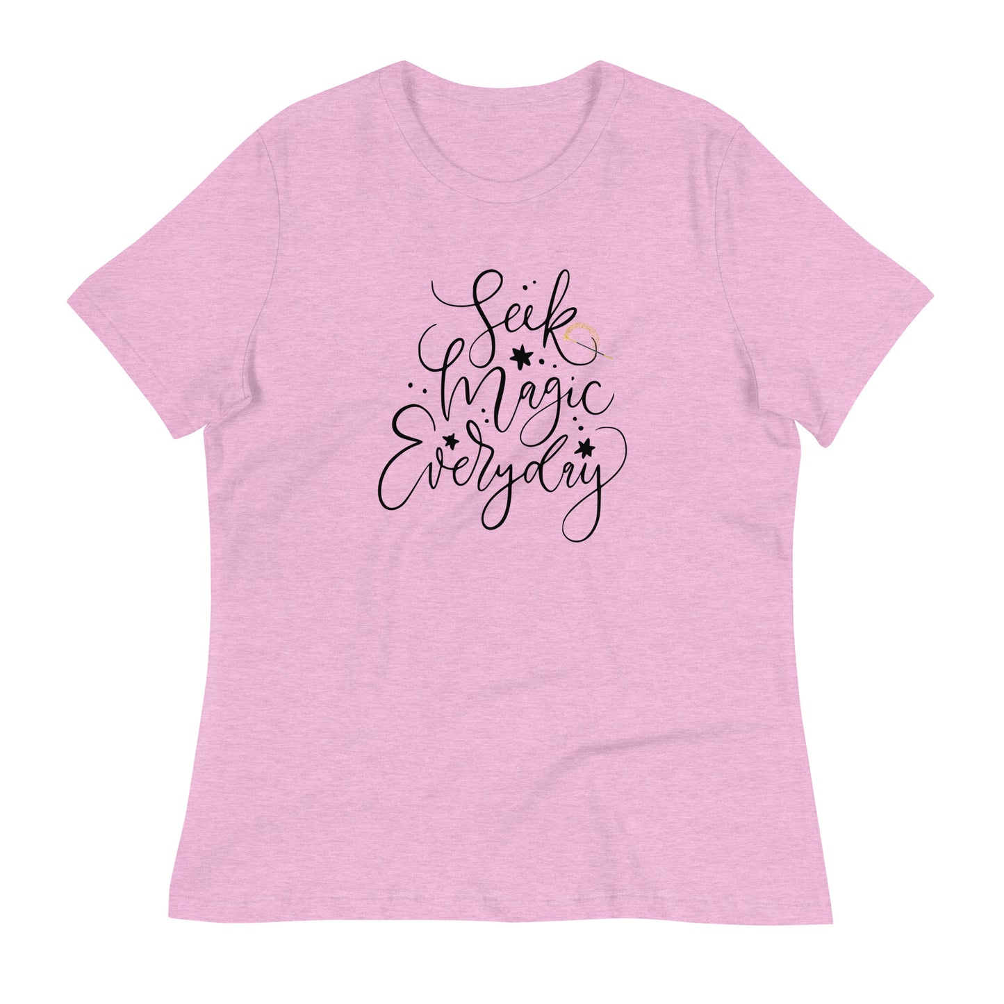 Seek Magic Everyday womens-relaxed-t-shirt-heather-prism-lilac-front-flat