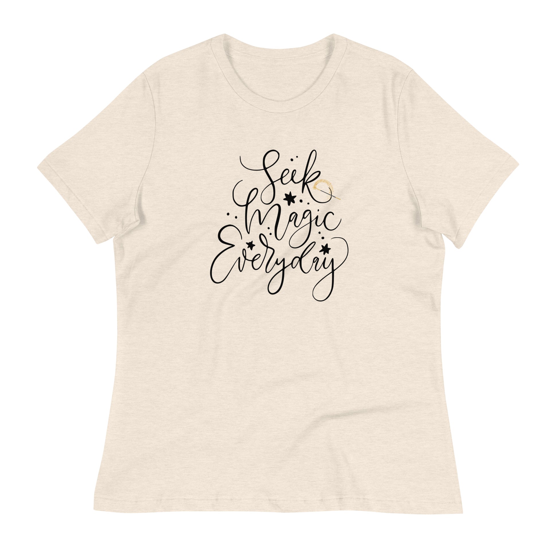 Seek Magic Everyday womens-relaxed-t-shirt-heather-prism-natural-front-flat