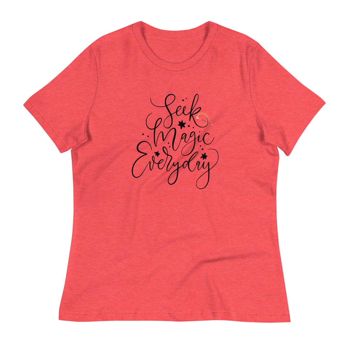 Seek Magic Everyday womens-relaxed-t-shirt-heather-red-front-flat