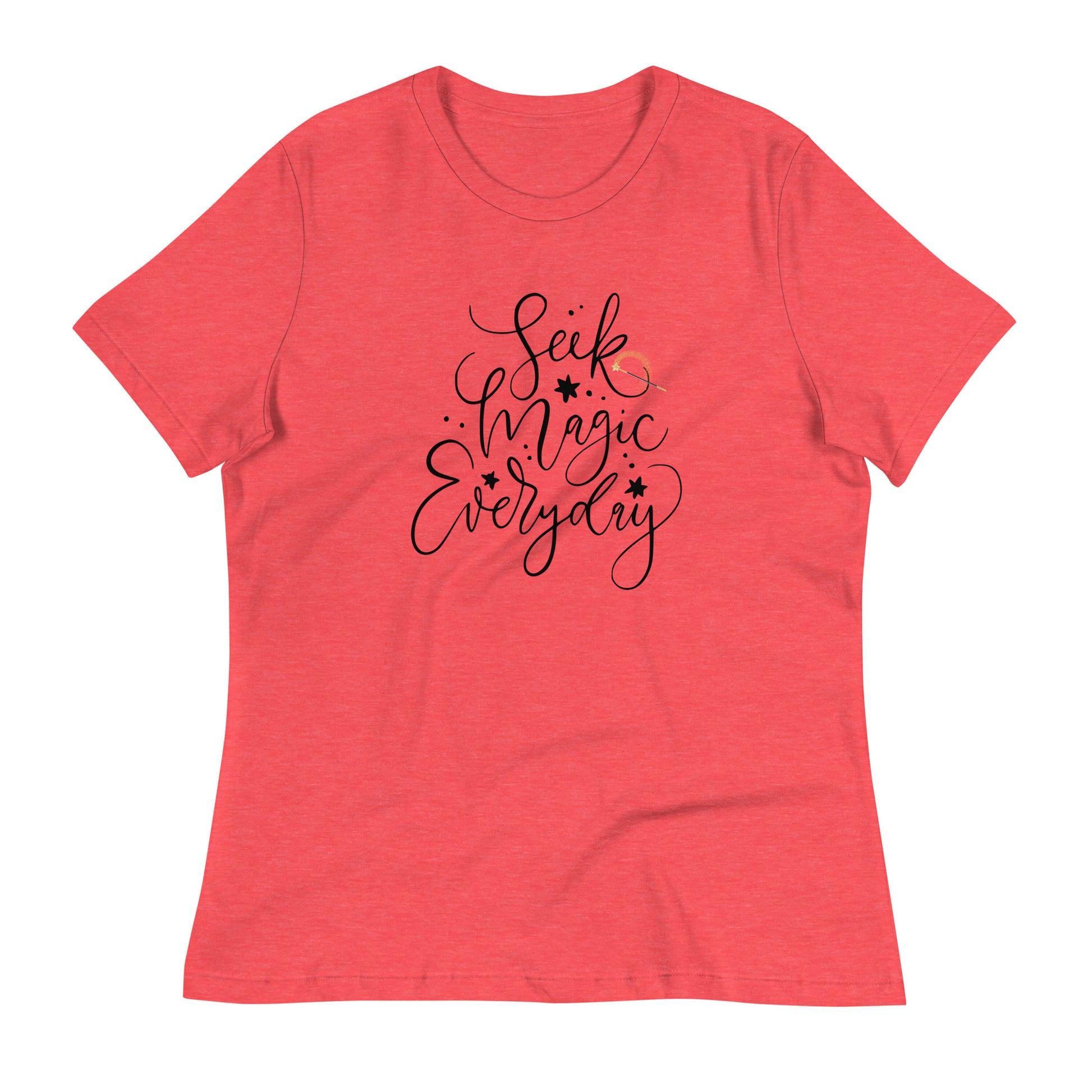 Seek Magic Everyday womens-relaxed-t-shirt-heather-red-front-flat