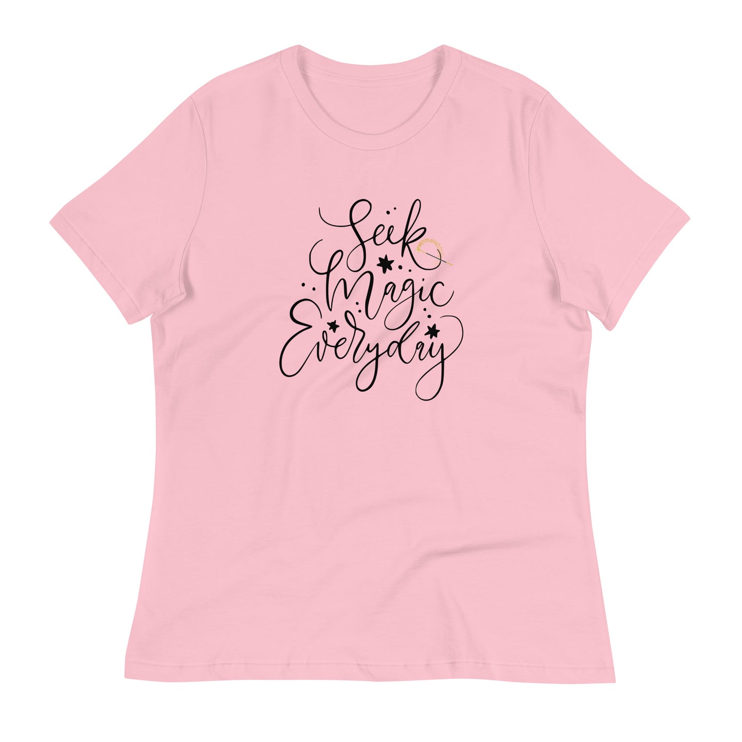 Seek Magic Everyday womens-relaxed-t-shirt-pink-front-flat