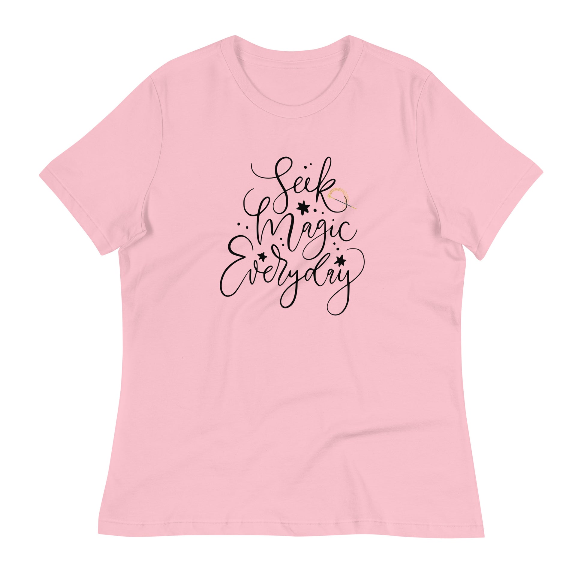 Seek Magic Everyday womens-relaxed-t-shirt-pink-front-flat