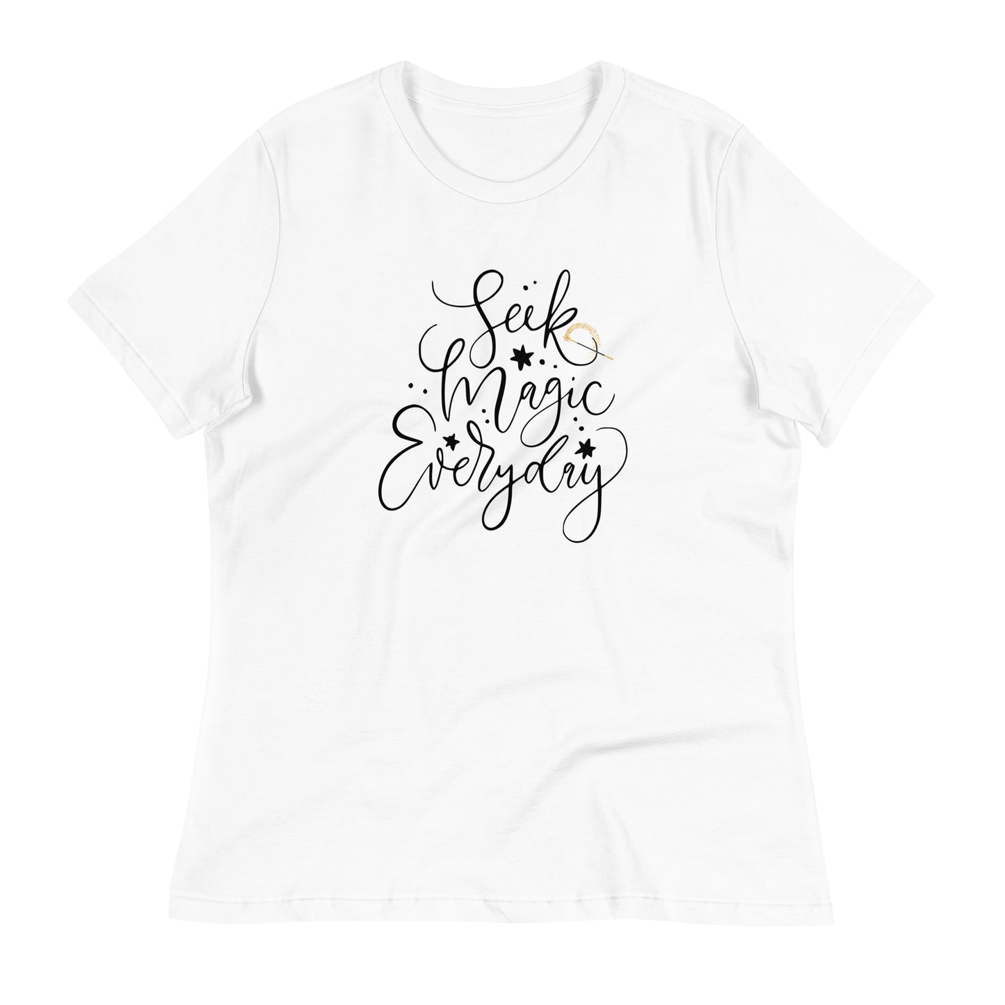 Seek Magic Everyday womens-relaxed-t-shirt-white-front-flat