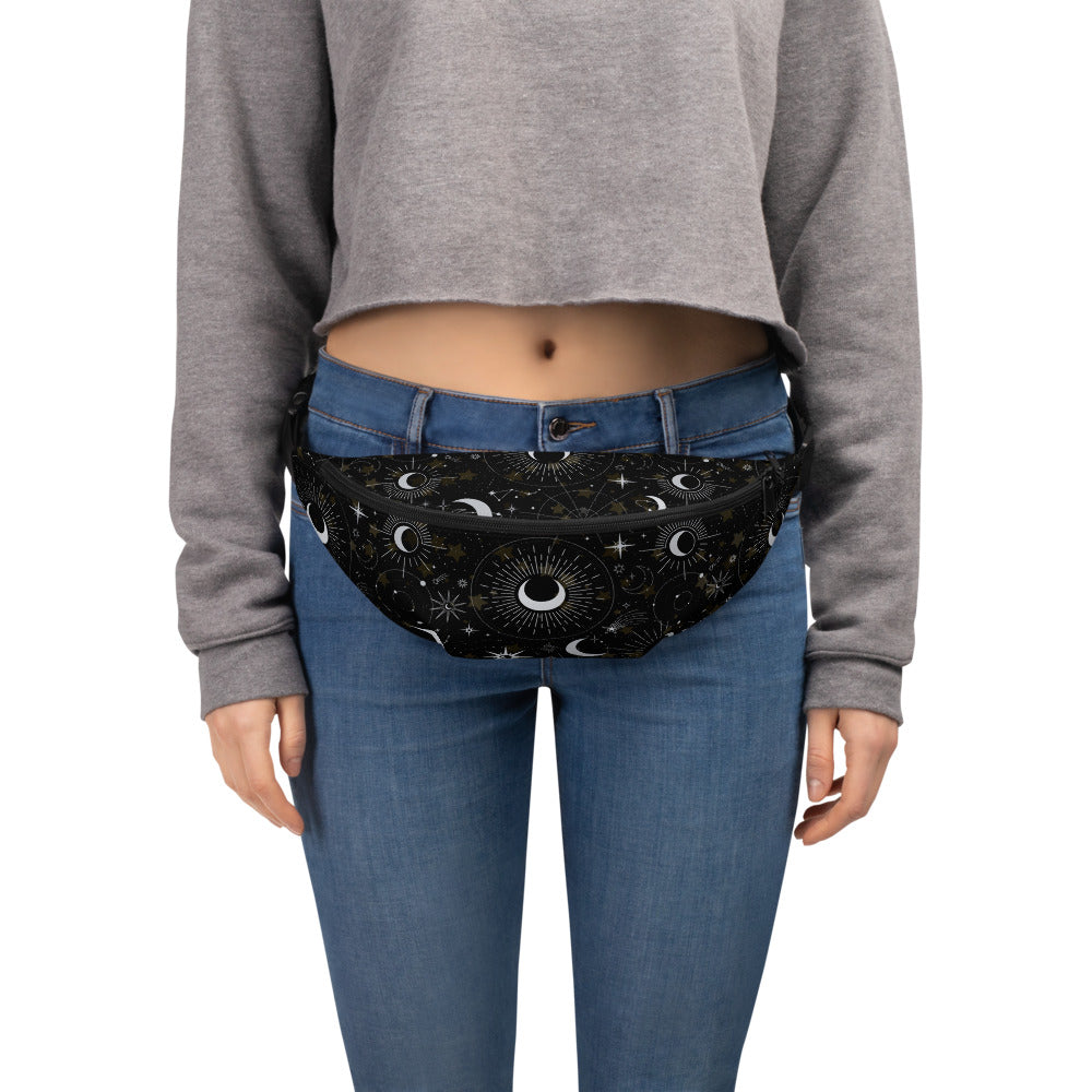 Silver Black Moon Fanny Pack