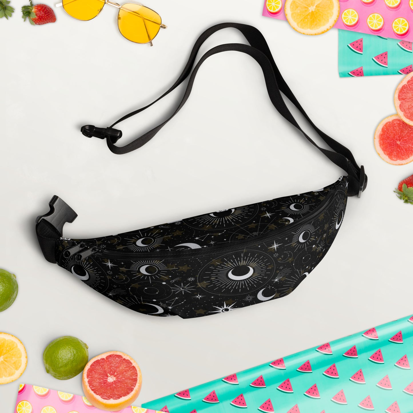 Silver Black Moon Fanny Pack