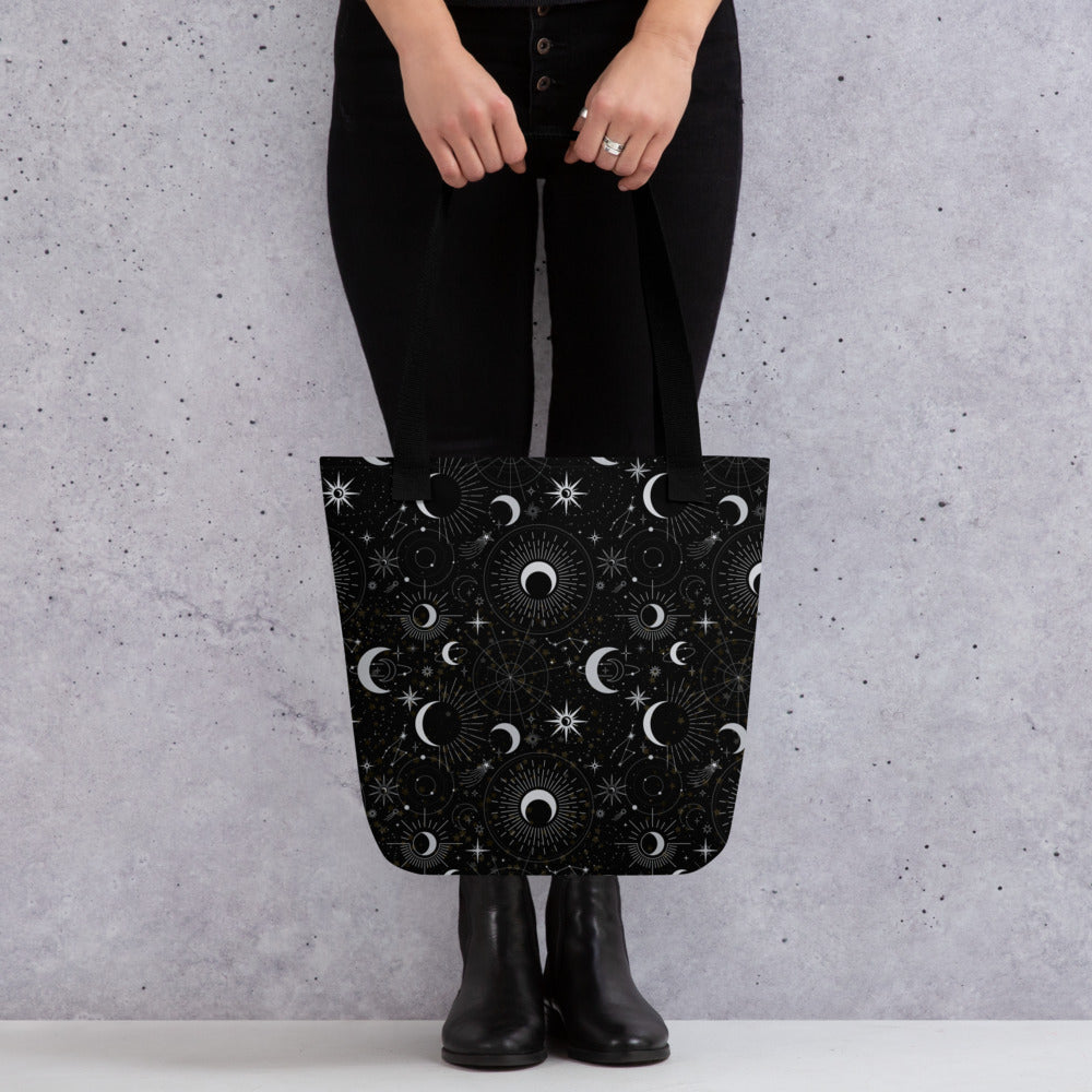 Silver Black Moon Tote Bag