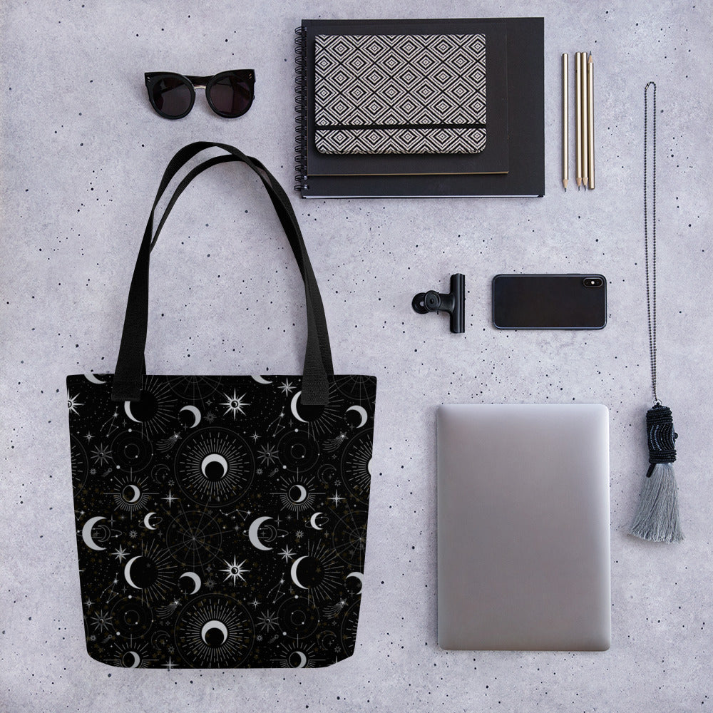 Silver Black Moon Tote Bag