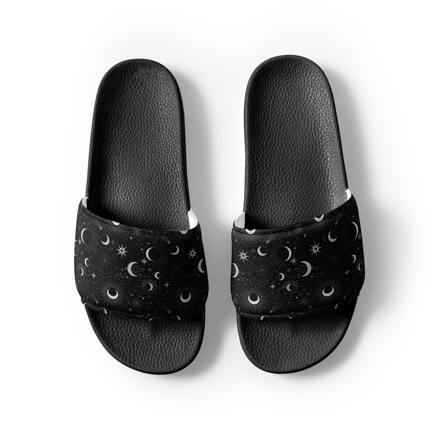Silver Black Moon womens-slides-sandals black-front-2