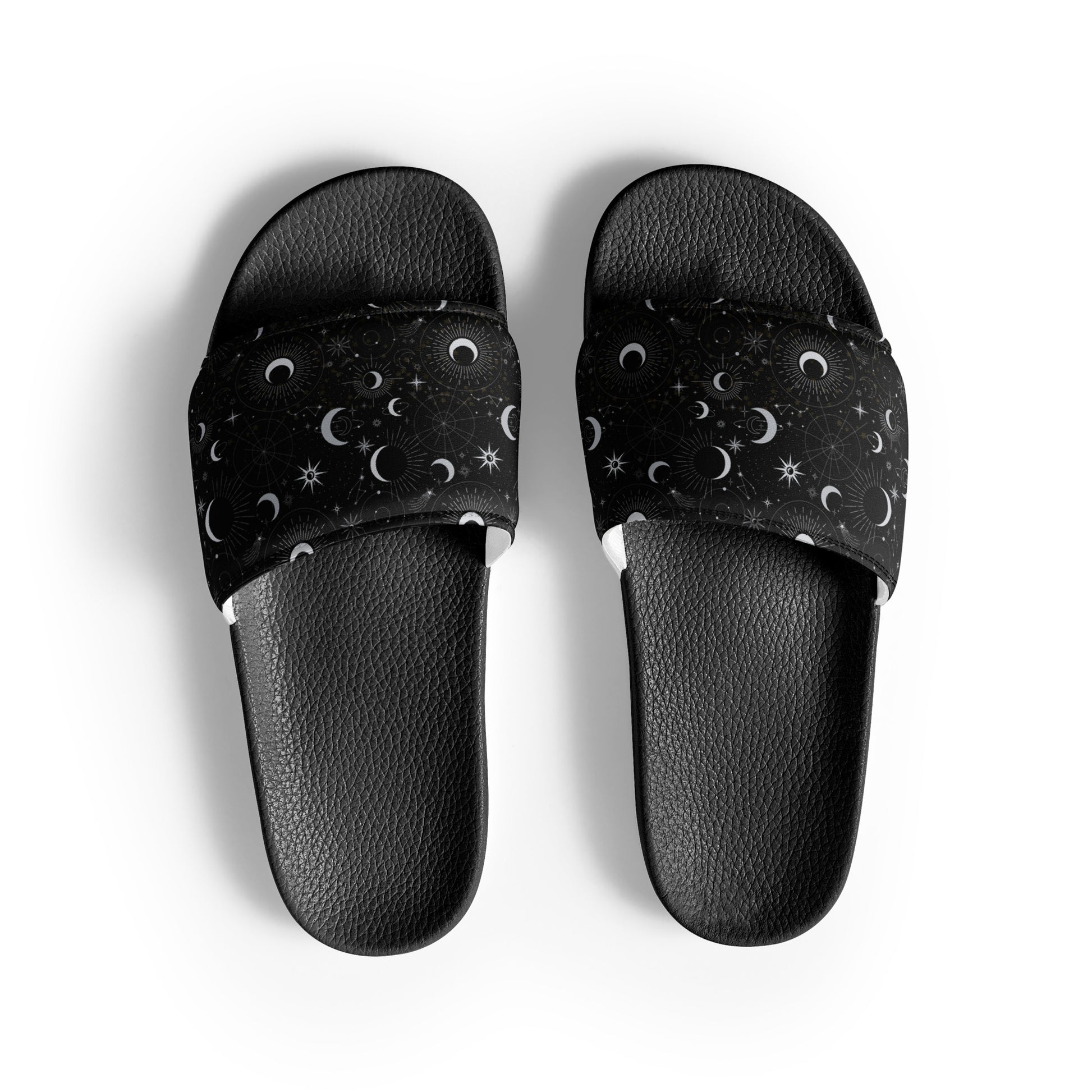 Silver Black Moon womens-slides-sandals black-front