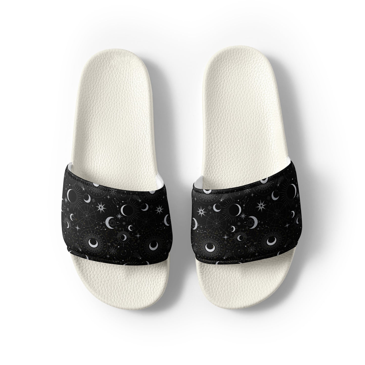 Silver Black Moon womens-slides-sandals white-front-2