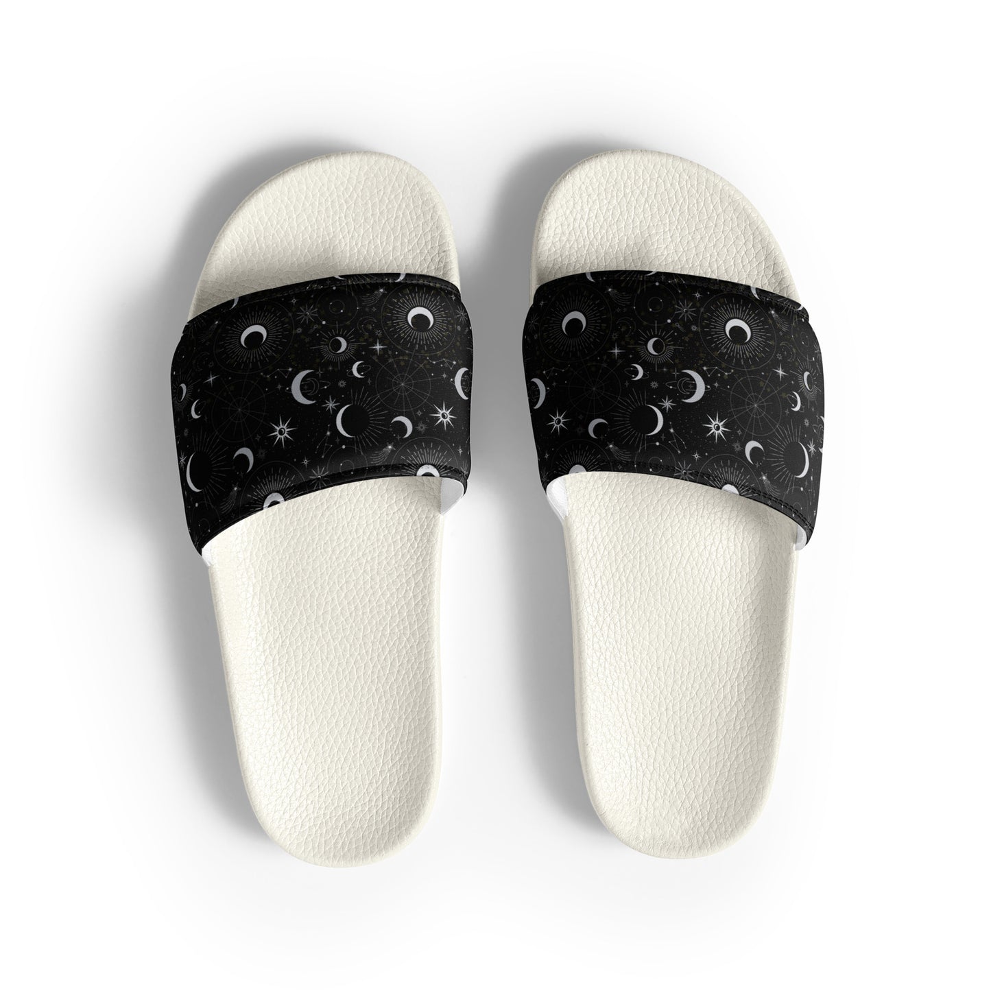 Silver Black Moon womens-slides-sandals white-front