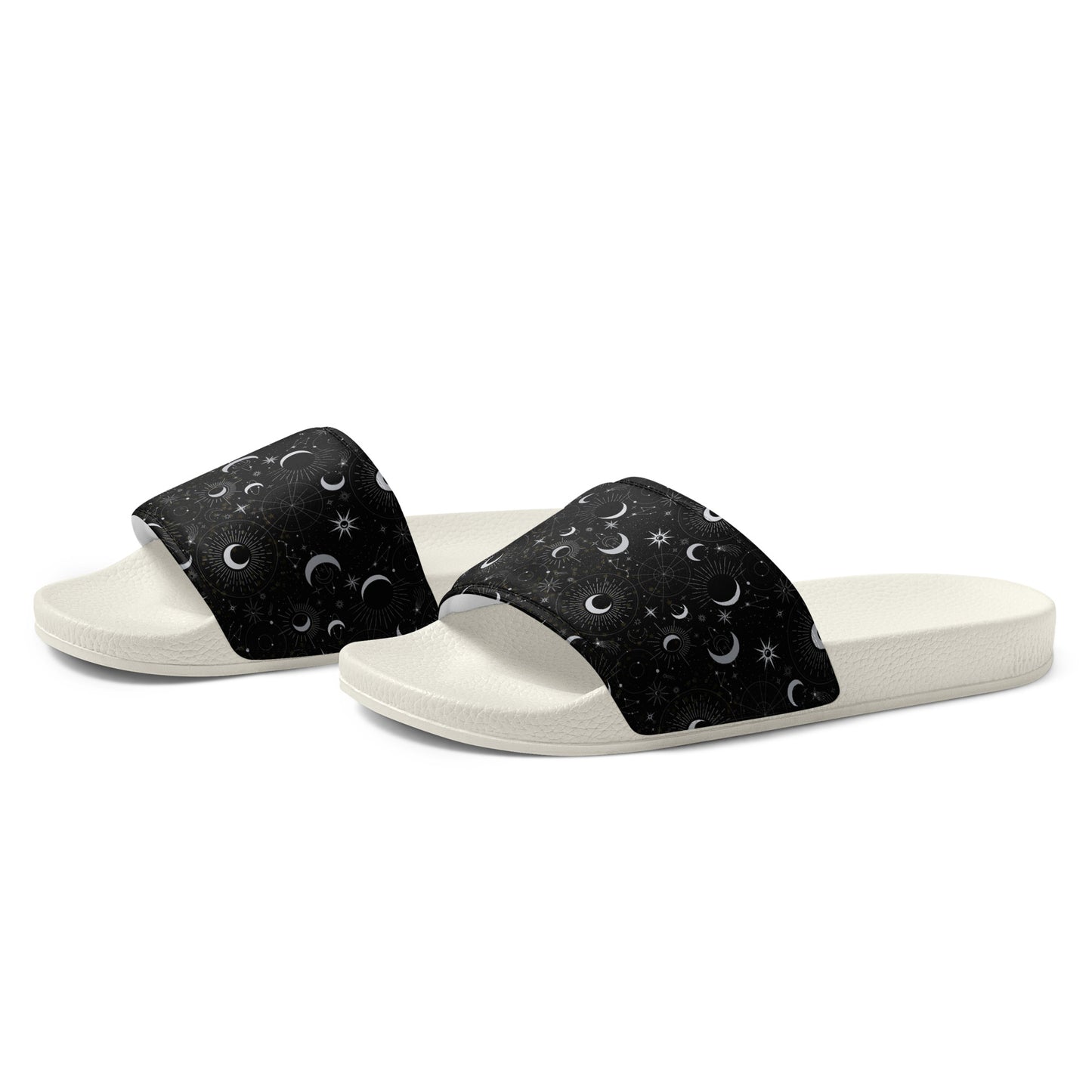 Silver Black Moon womens-slides-sandals white-left-front