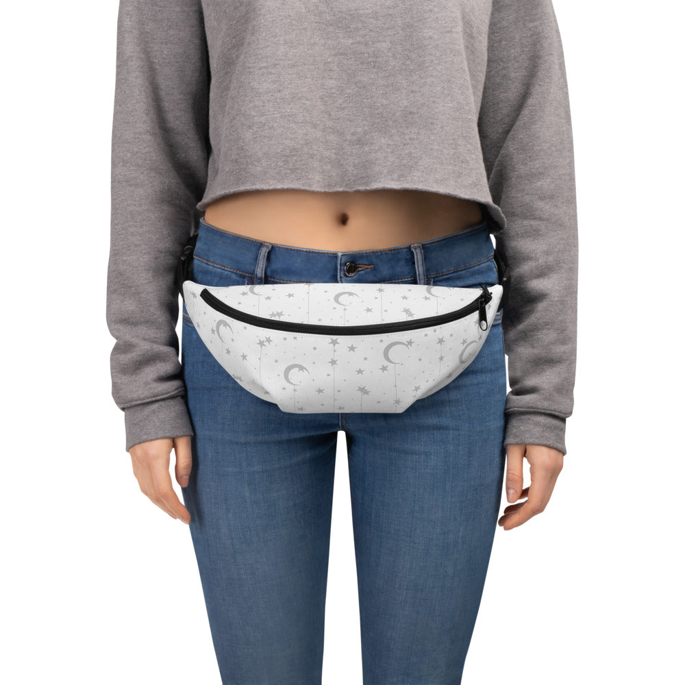 Silver Grey Moon Star Fanny Pack