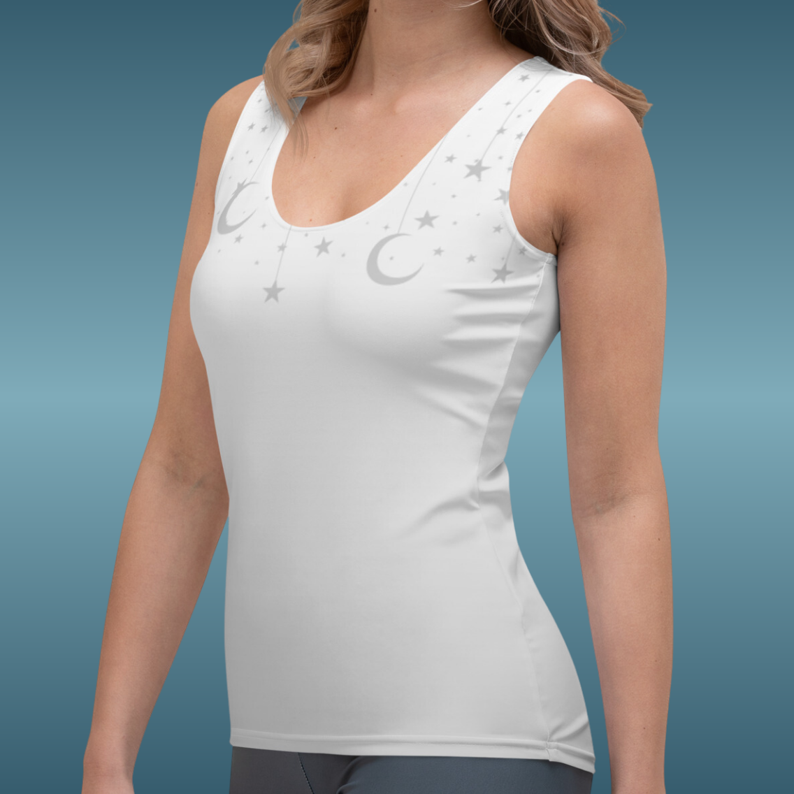 Silver Grey Moon Star Tank Top