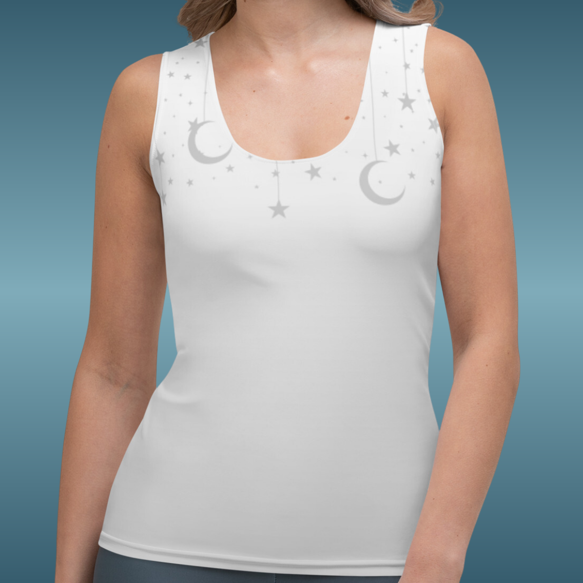 Silver Grey Moon Star Tank Top