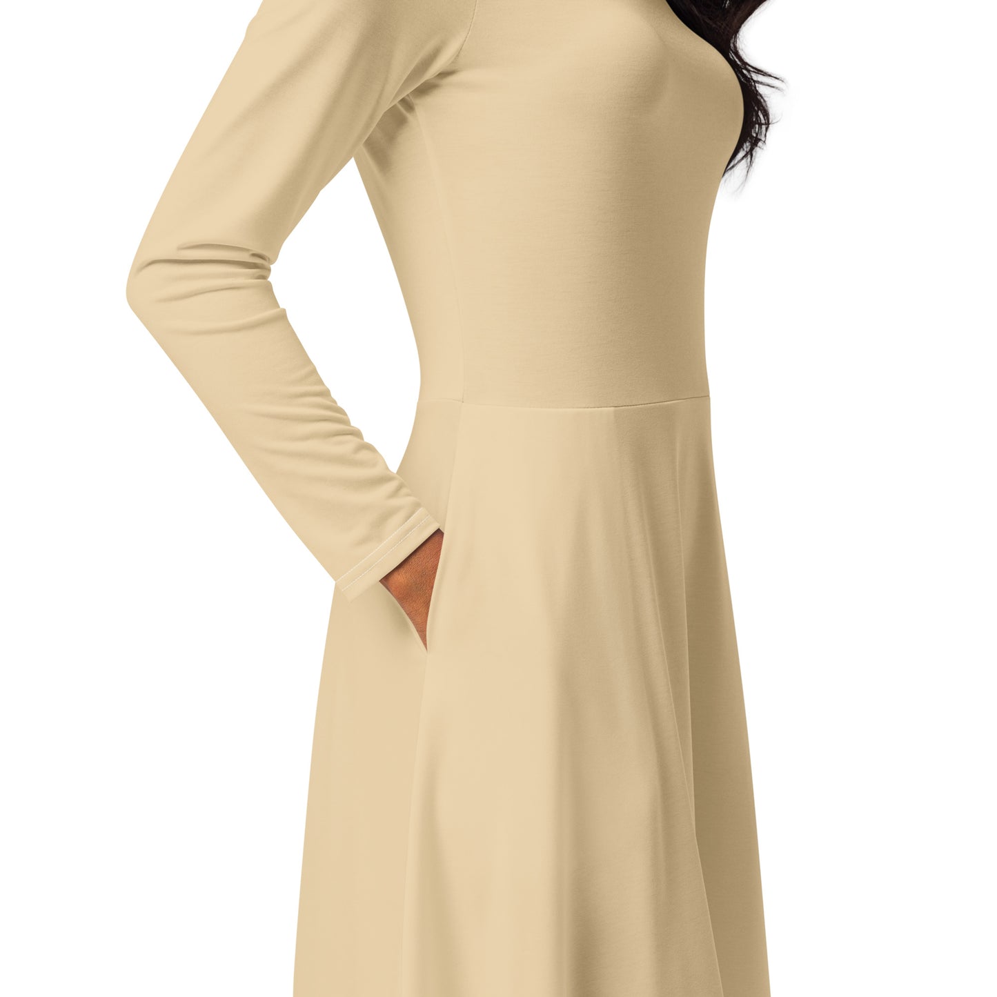 Spicy Beige-long-sleeve-midi-dress-product-details-3