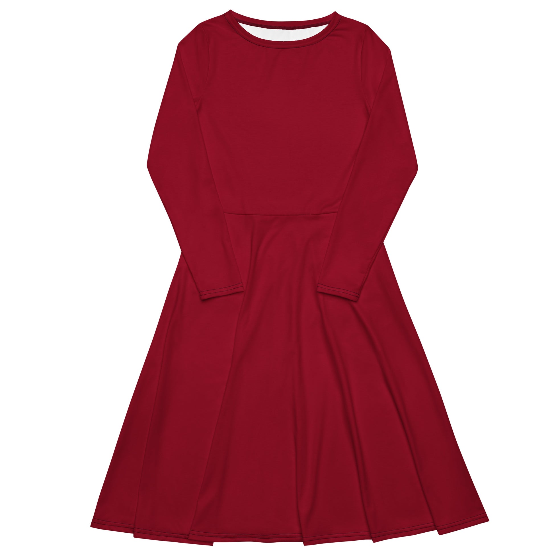 Star Red-long-sleeve-midi-dress-front-flat