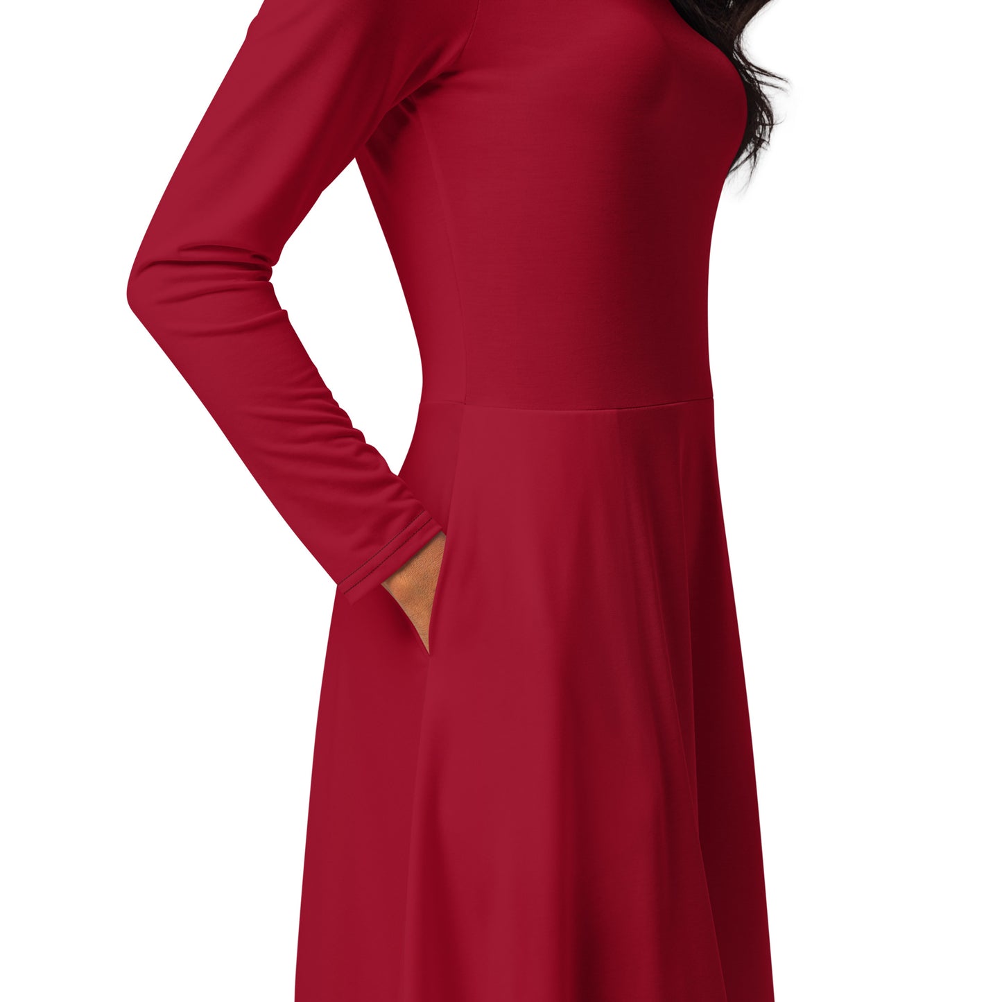 Star Red-long-sleeve-midi-dress-product-details-3