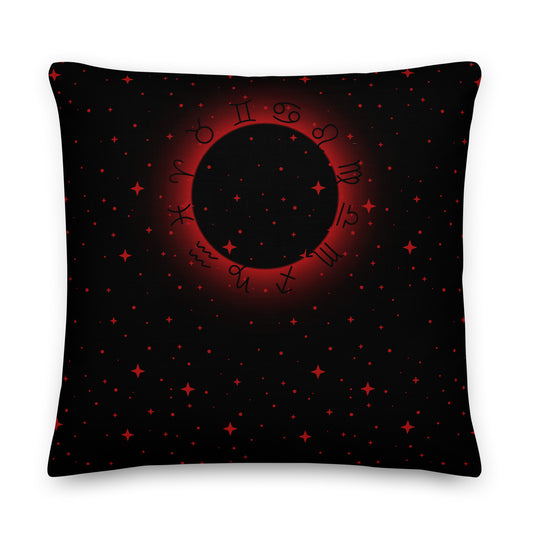 Star Zodiac Black Fire Red Premium Throw Pillow