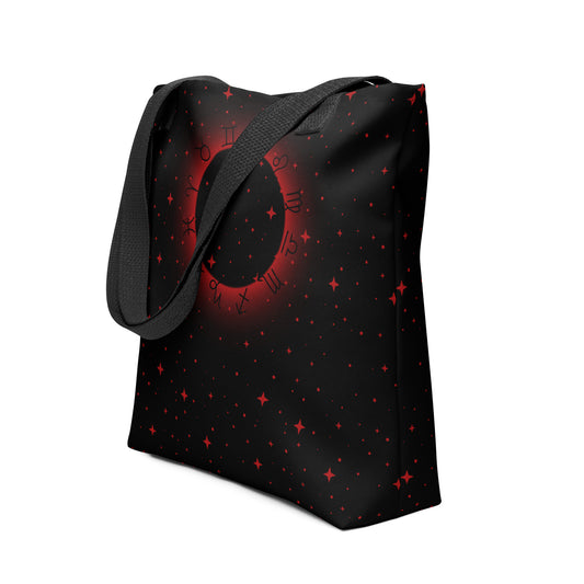 Star Zodiac Black Fire Red Tote Bag