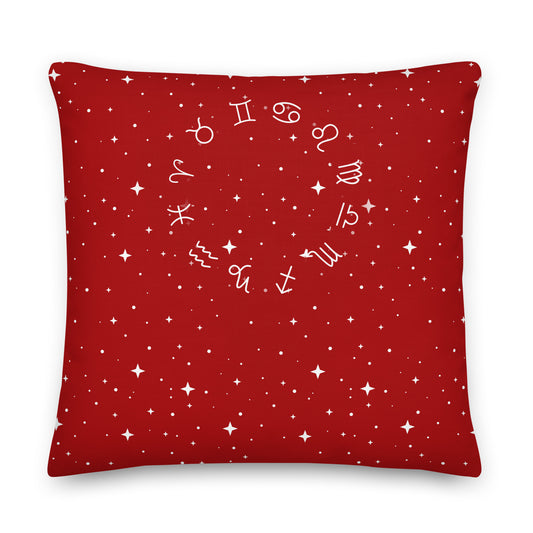 Star Zodiac Fire Red Premium Throw Pillow