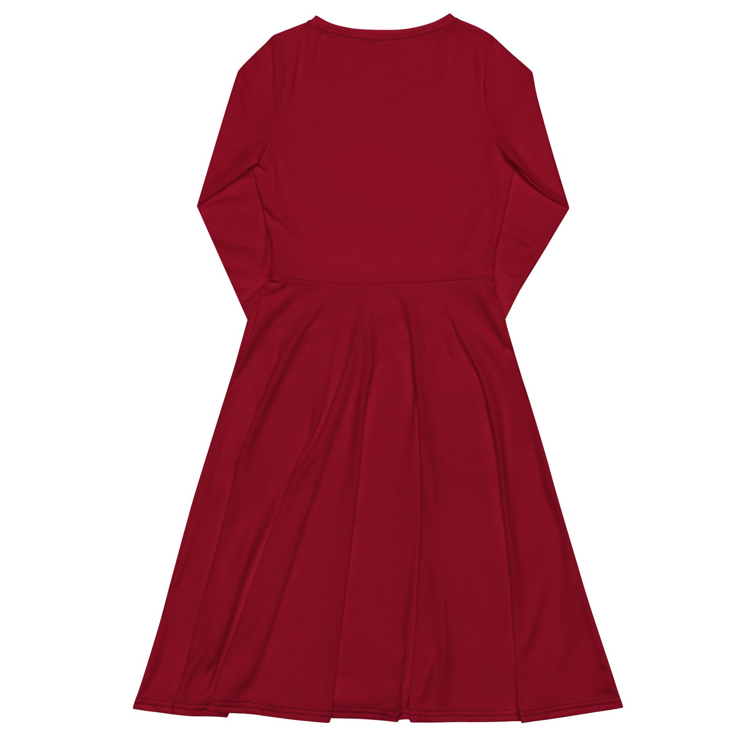 Star red-long-sleeve-midi-dress-back-flat