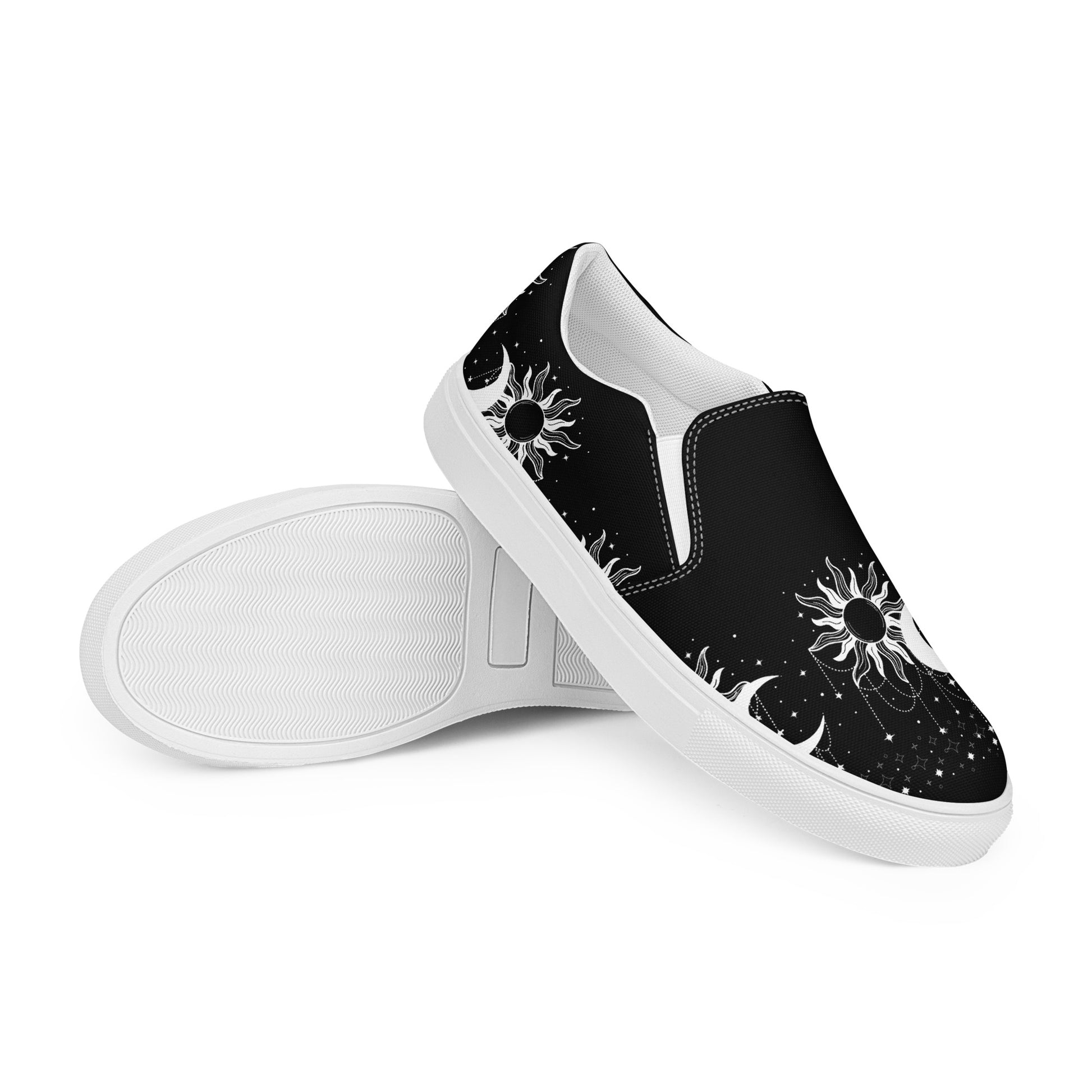 Sun Moon womens-slip-on-canvas-shoes-black-right-front