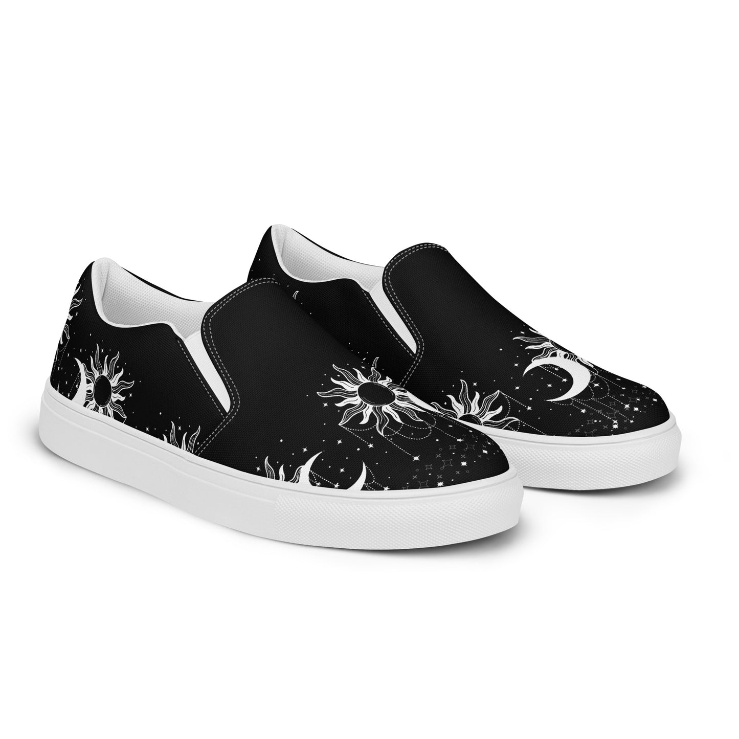 Sun Moon womens-slip-on-canvas-shoes-black-right-front 1