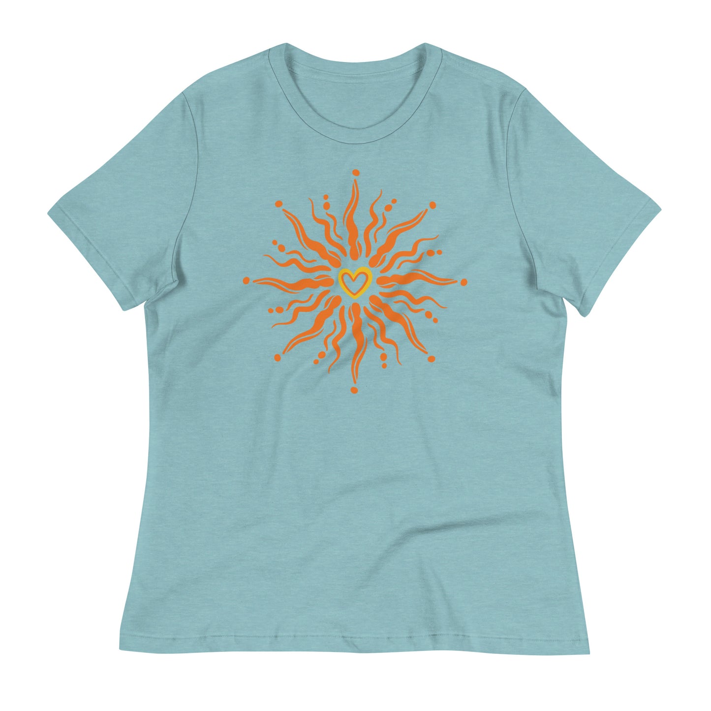 Sunshine Heart womens-relaxed-t-shirt-heather-blue-lagoon-front-flat