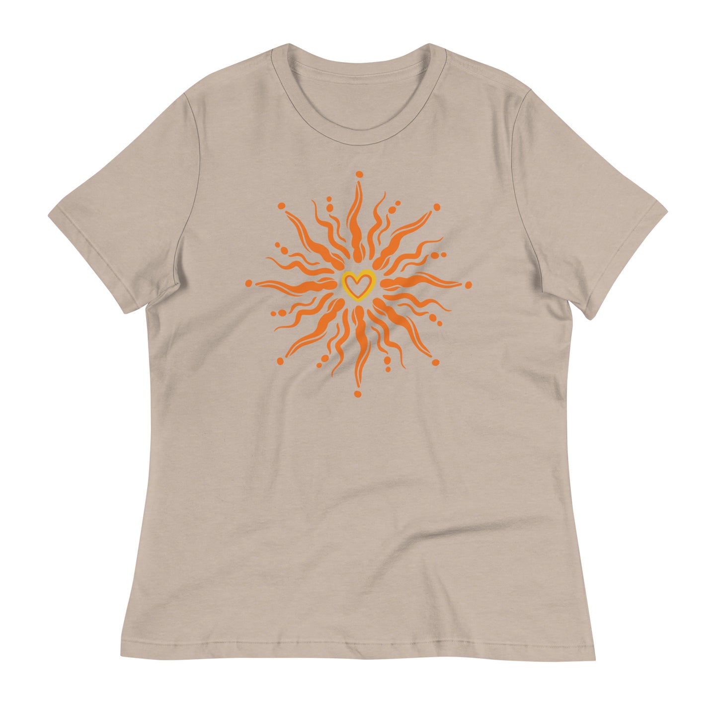 Sunshine Heart womens-relaxed-t-shirt-heather-stone-front-flat