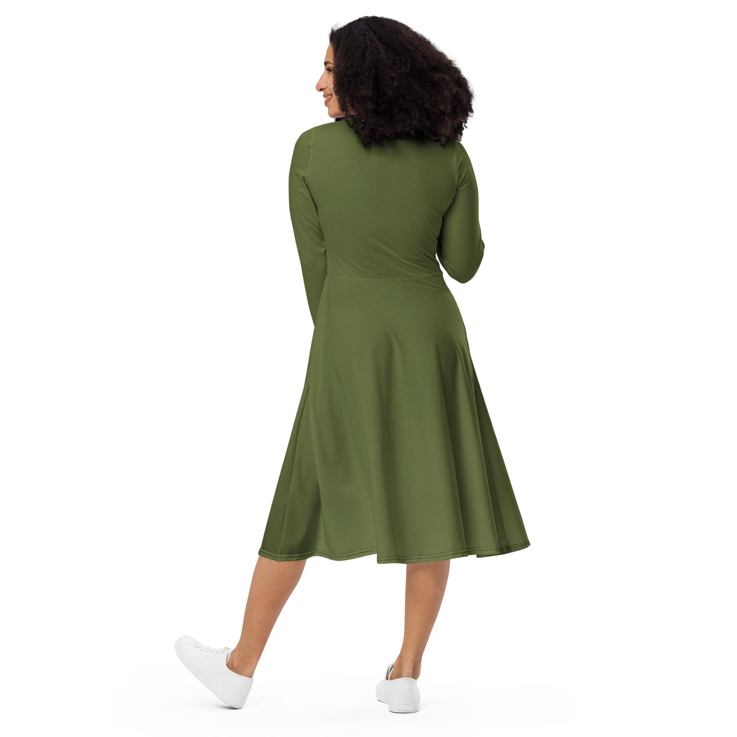 Tree Green long-sleeve-midi-dress-back