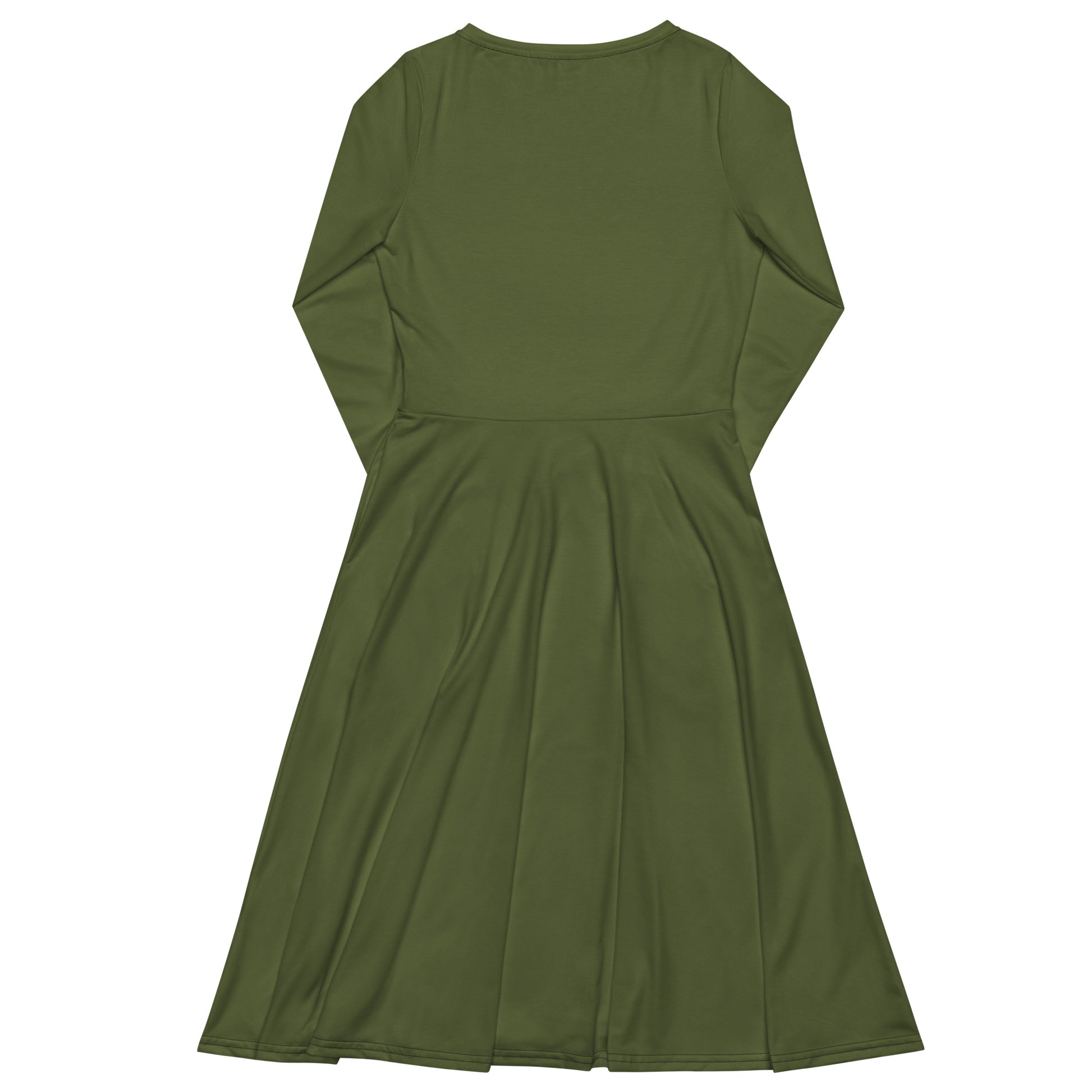 Tree Green long-sleeve-midi-dress-back 1