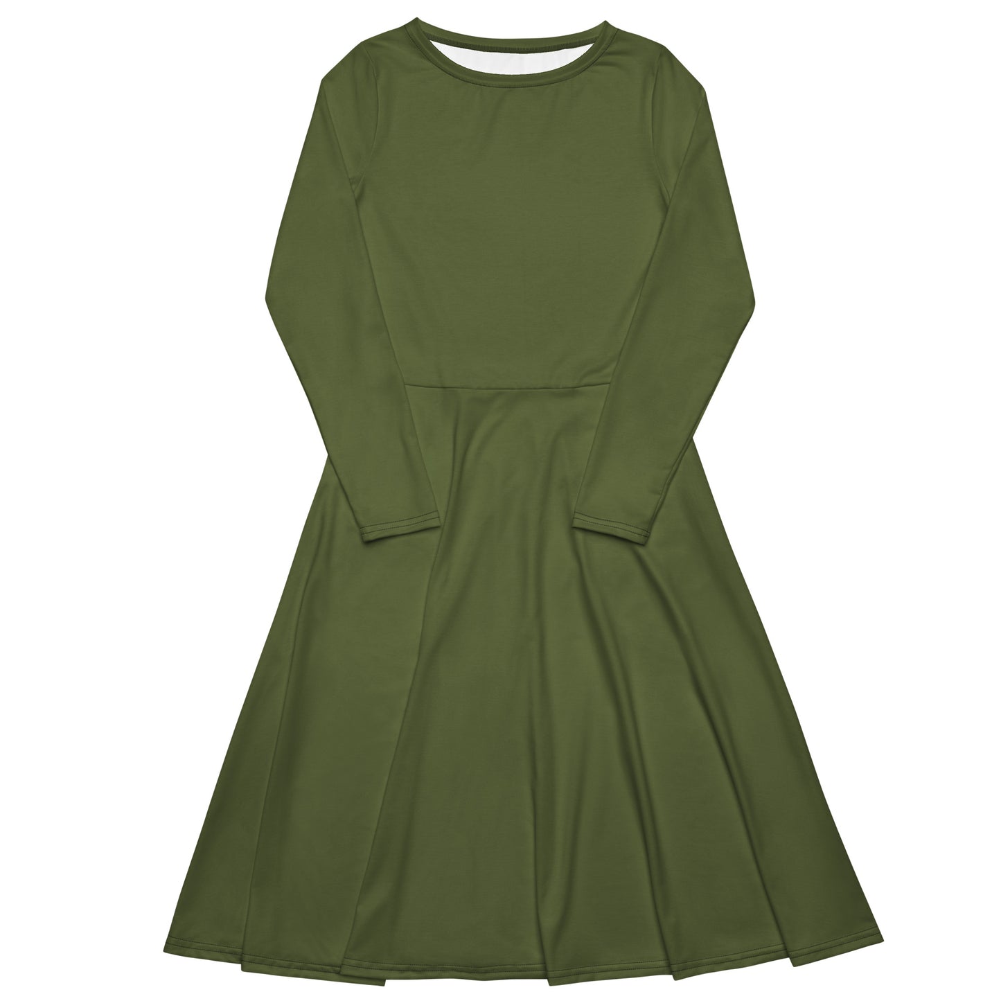 Tree Green long-sleeve-midi-dress-front 1