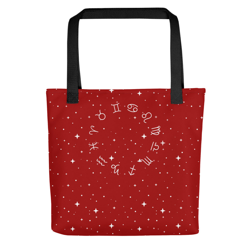 White Star Zodiac Fire Red Tote Bag