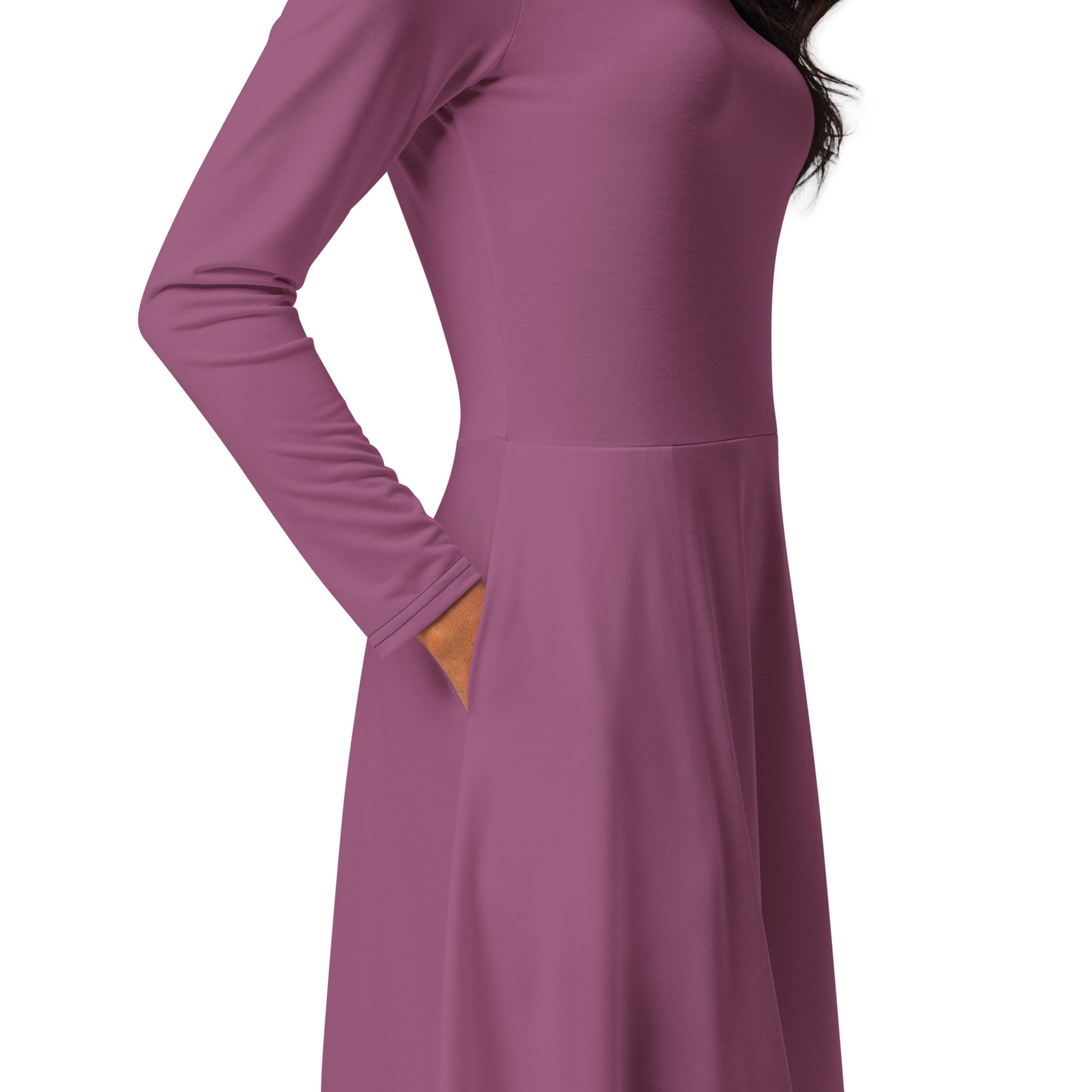 Warm Pink-long-sleeve-midi-dress-product-details-3