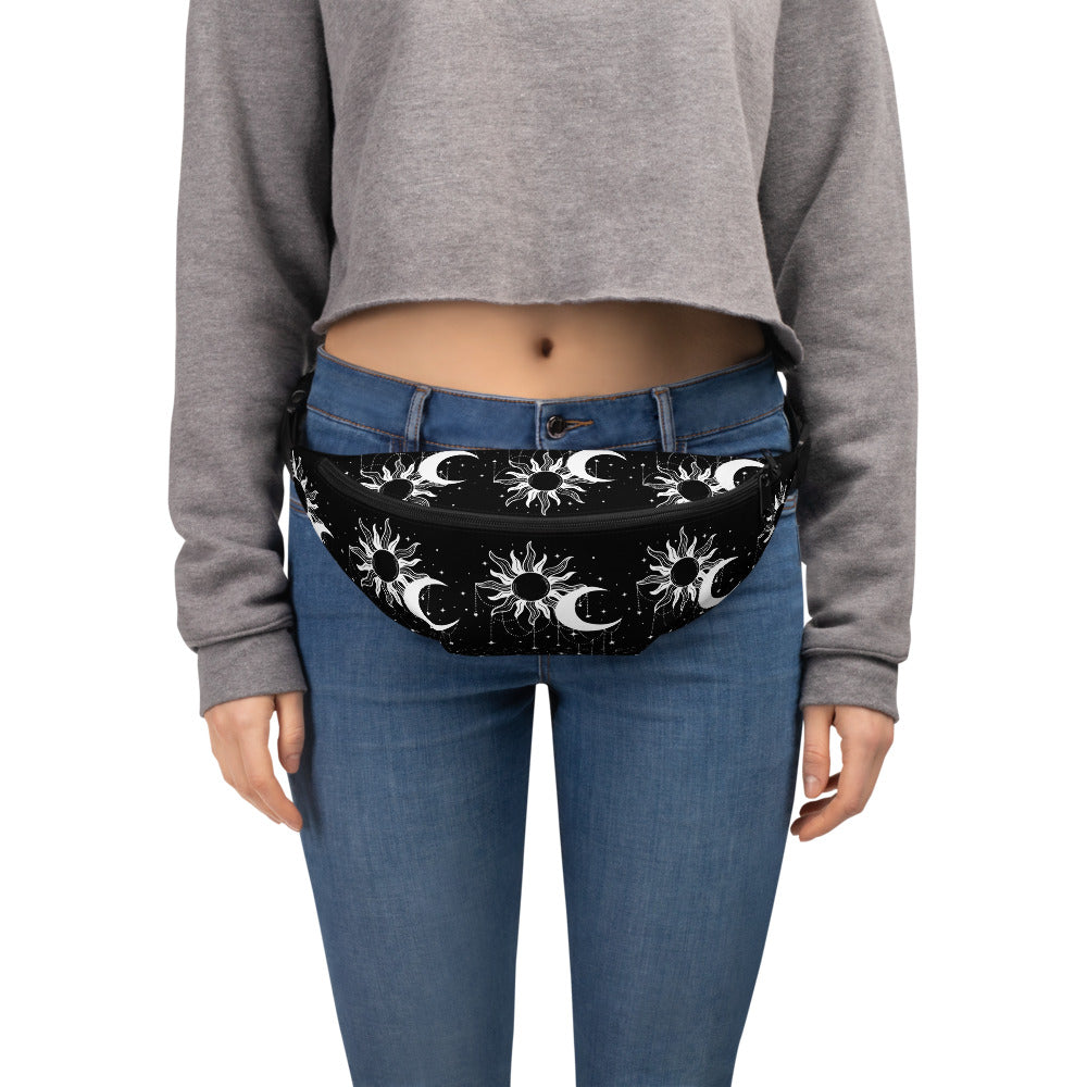 White Black Sun Moon Fanny Pack