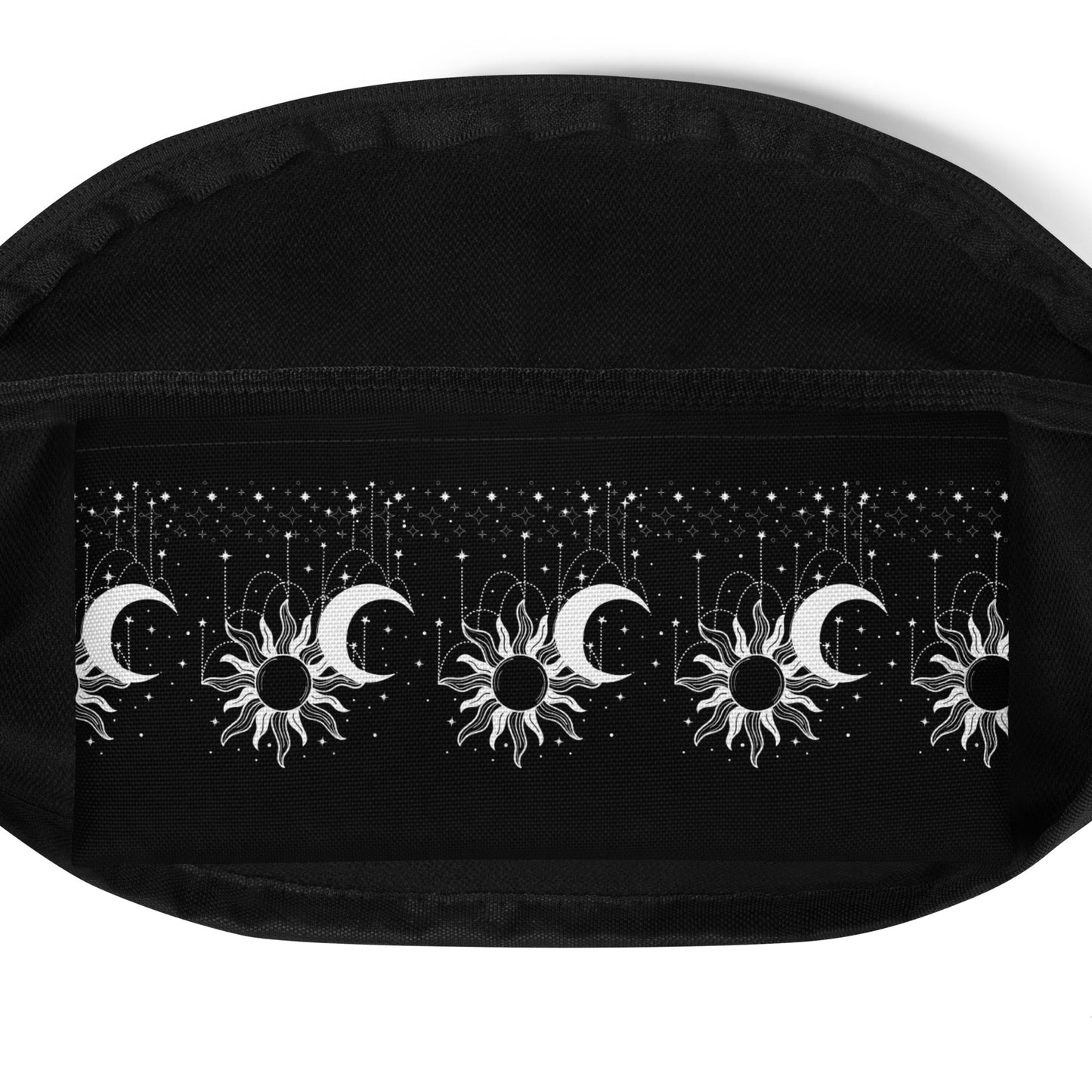 White Black Sun Moon Fanny Pack