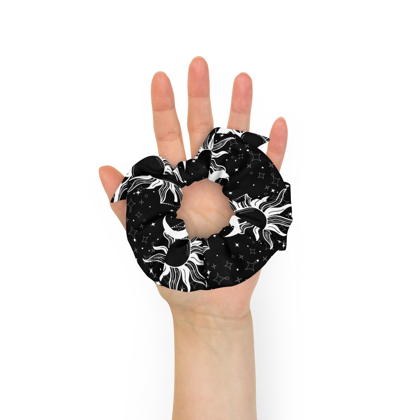 White Black Sun Moon Scrunchie