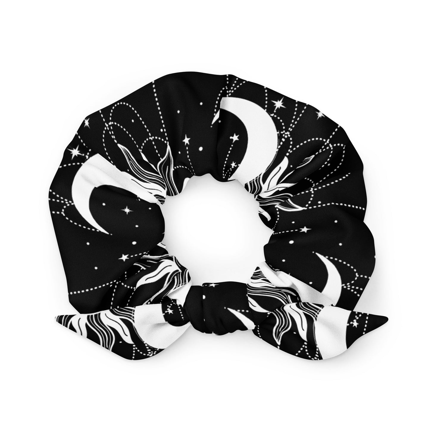 White Black Sun Moon Scrunchie