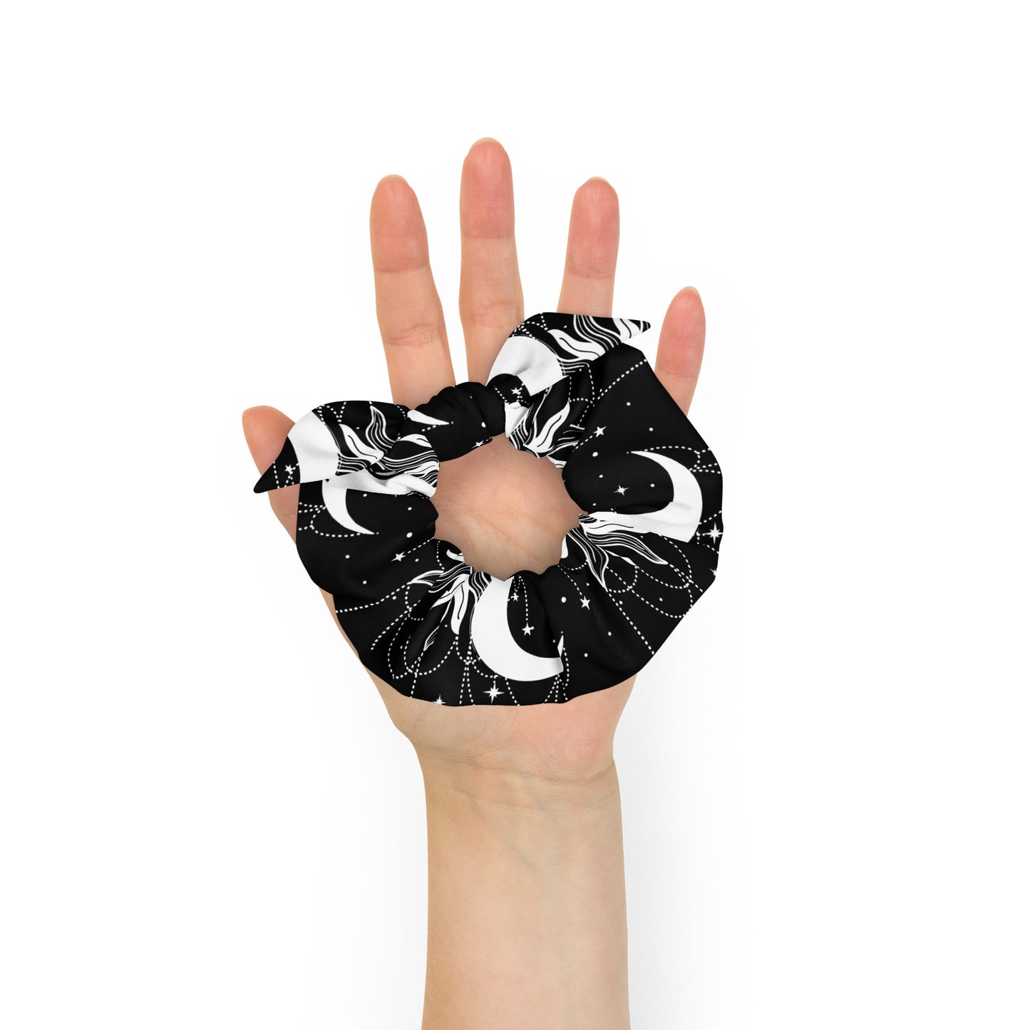 White Black Sun Moon Scrunchie