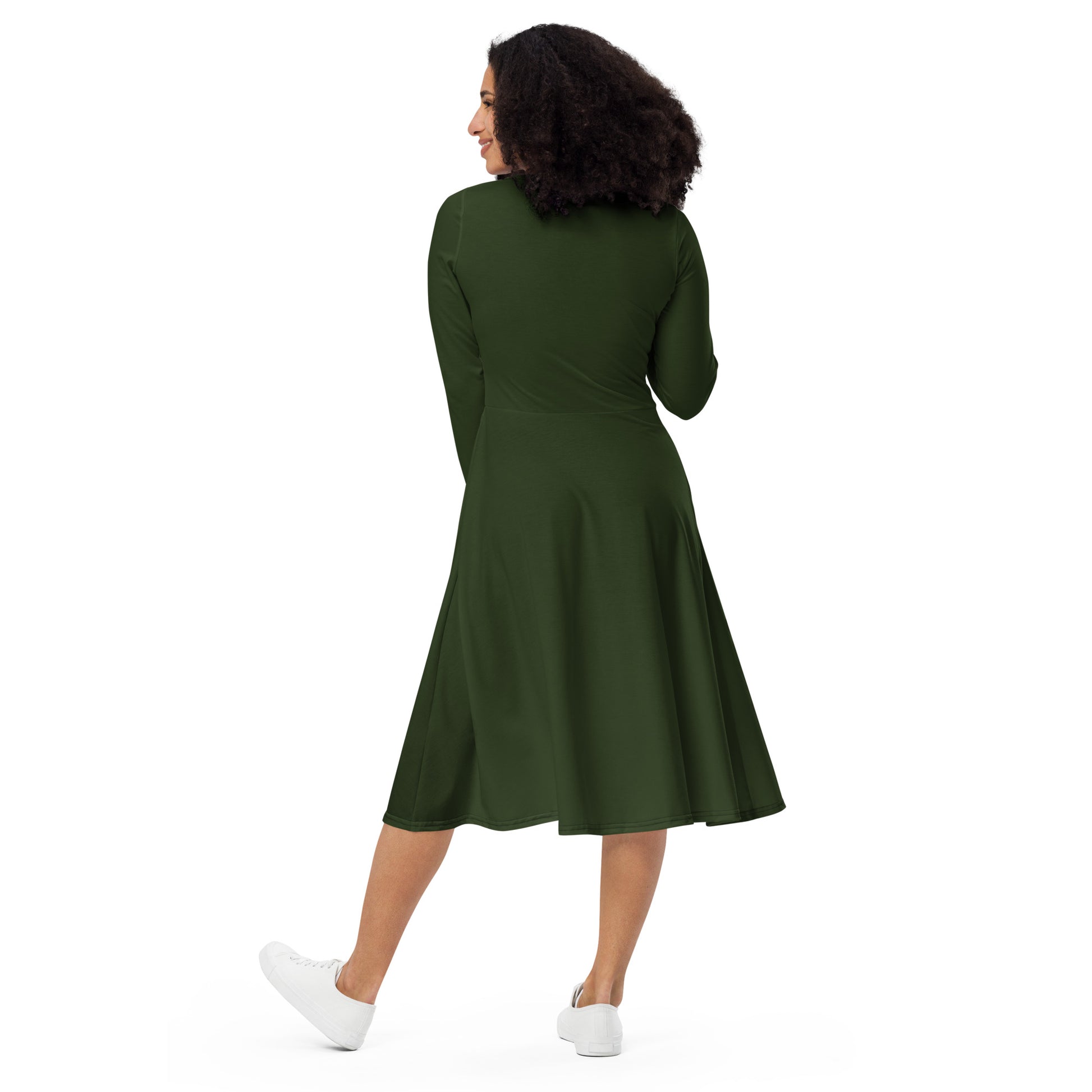 Wood Green long-sleeve-midi-dress-back 1