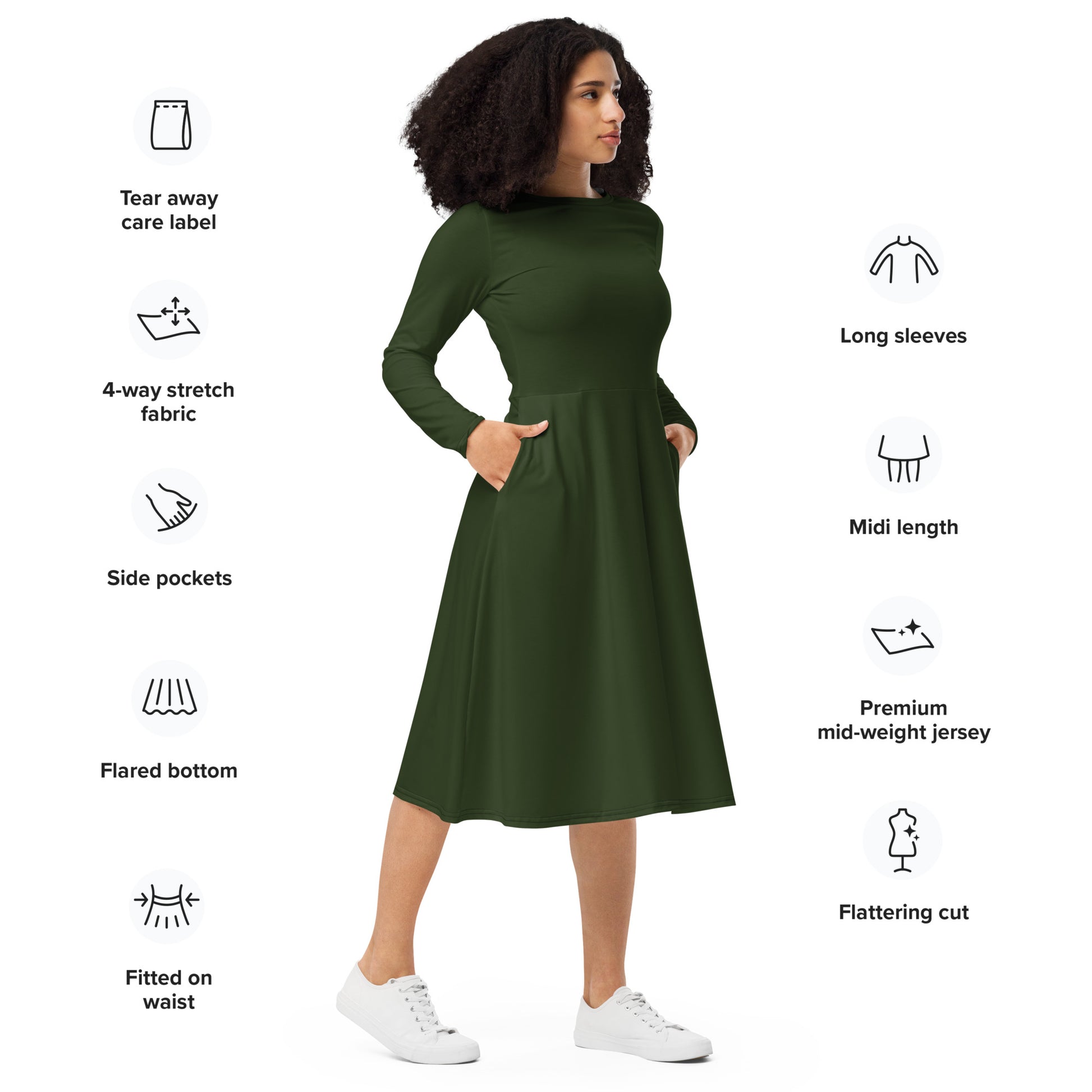 Wood Green long-sleeve-midi-dress-right-front