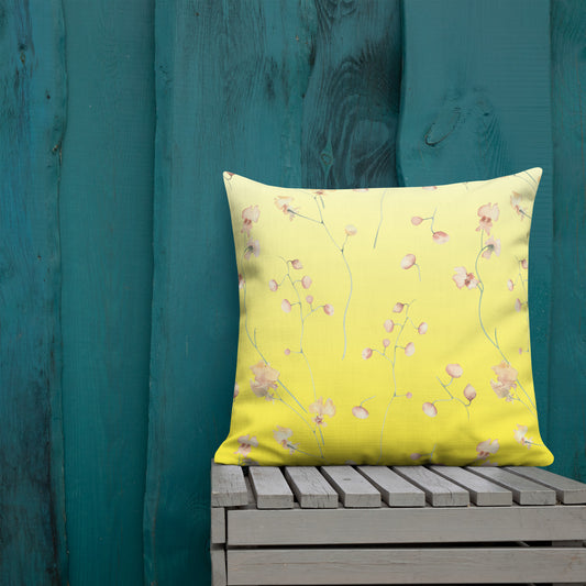 Yellow Botanical Flower Star Premium Pillow